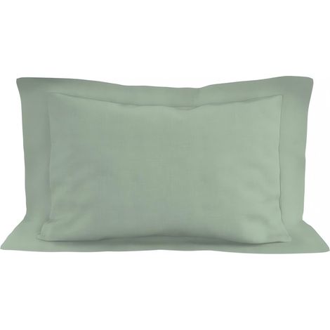 Taie d'oreiller en coton 57 fils 50x70 cm UNI vert d'eau, par Soleil d'ocre