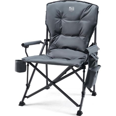 Chaise de Camping Pliable Rembourrée Siège Large Charge 230kg Fauteuil pliant rembourrage 4cm, siège extra-large de 62cm, dossier haut de 68cm, charge 230kg, avec sac de transport (1/5)