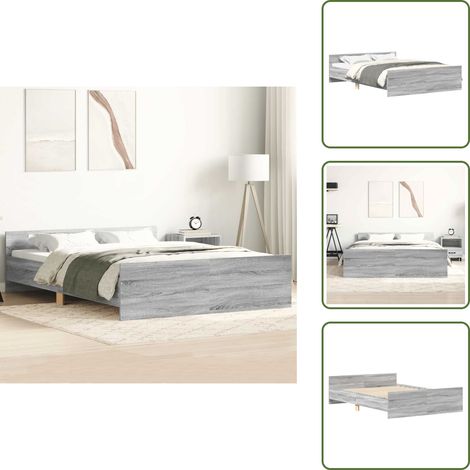 The Living Store Cadre de lit sans matelas sonoma gris 150x200 cm - Cadre De Lit - Lit Deux Personnes - Lit Double - Sommier - Bois D'ingénierie