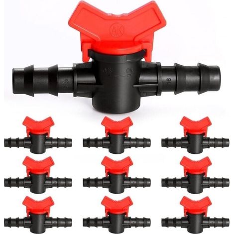10 Stück 16-mm-Bewässerungsventile, Bewässerungsrohrventile, Gartenhähne aus PE-Kunststoff, Doppel-Außengewinde-Schlauchanschluss für die Garten- und Rasenbewässerung (1/4)