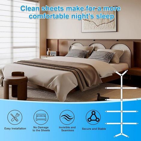 Tendeur de Drap Réglable, Fixe-Draps Réglables élastiques Attache pour Drap de lit avec 12 Clips Métalliques Convient à DRAP HOUSSE (1/5)