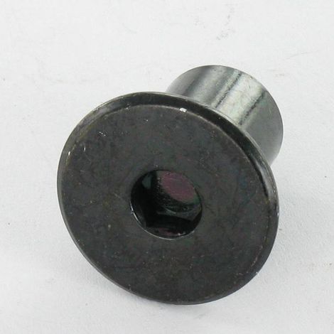 Vis Express – Ecrou relieur M10 tête plate – Diamètre tête 22.5mm – Longueur sous tête 18mm – Acier zingué noir – Pour assemblage bois dur - M10-1