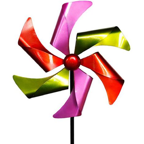 Windrad Metall 38cm x H.140cm-MMC4379-pink-grün-rot (1/2)