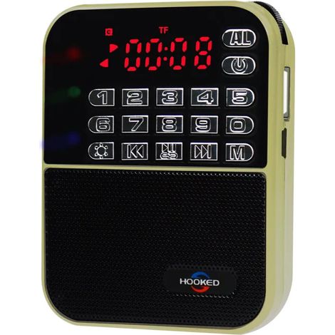 (Or) Radio de poche Super Bass avec Bluetooth, radio AM/FM et autres fonctions, batterie 2000 mAh.