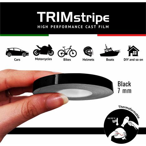 Trim Stripe Strisce Adesive per Auto, Nero - Dimensione: 7 MM X 10 MT