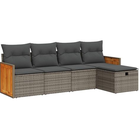 Maison Exclusive - 5-tlg. Garten-Sofagarnitur mit Kissen Grau Pol