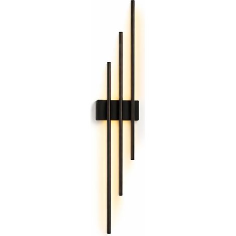 Applique LED da Parete Nera 23W Design Lineare 3 Stecche, Luce Calda 3000K e Luce Naturale 4000K, 1840 Lumen, Illuminazione Decorativa Moderna per Interni - Colore della luce: Luce calda