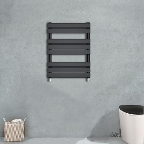 Flat Panel Heated Towel Rail Bathroom Rad Radiator Black 800x600mm