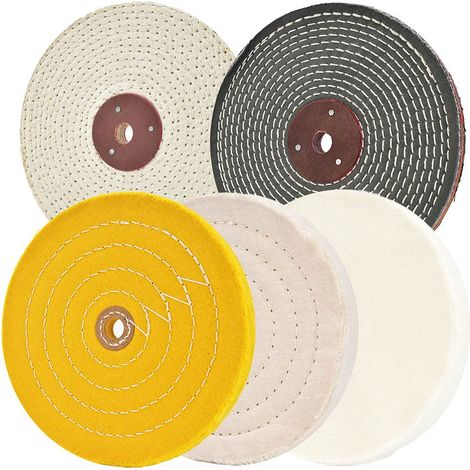 Ensemble de meules de polissage de 8 po, doux (60 plis) fin (60 plis) moyen (40 plis) gros (3/5 po d'épaisseur) Rugueux (3/5 "d'épaisseur) pour meuleuse d'établi avec trou de 5/8" 5PCS (1/5)