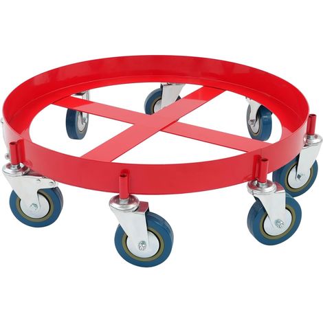 Red Drum Dolly, Steel Heavy Duty Barrel Cart with Cross Braces & Wheels, for Home, Shops, Garages, Factories 62  20cm (1/5)