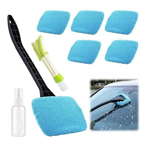 Car Windshield Cleaning Kit, Window Cleaner, Wiper Pads Spray Bottle Green Degassing Brush for (1/5)