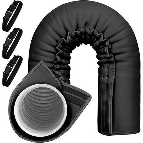 Housse isolante portable noire pour tuyau d'évacuation climatiseur mobile, compatible tuyaux Ø12,7 cm et Ø15 cm (1/4)