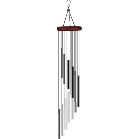 Carillon à vent - 12 tubes - Aluminium argenté - Son mélodieux - Jardin terrasse balcon (1/5)