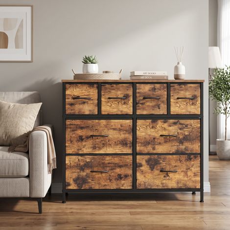 Commode avec 8 Tiroirs en Tissu, Meuble de Rangement pour Chambre, 98,7 x 30 x 74,7 cm, Taupe (1/5)