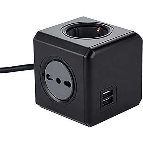 Electraline 62099 Multipresa Cubo Powercube 4 Posti con 2 USB 2.1A (1/4)