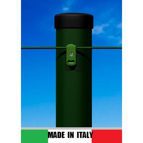 Paletto Tondo in Ferro Zincato e Plastificato Verde con Passafilo PVC (Diam: 48mm) (Altezza 230 cm)