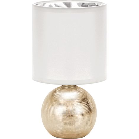 Lámpara de mesa dorada y blanca 40W perlo E14 Ideus 03291 (1/2)