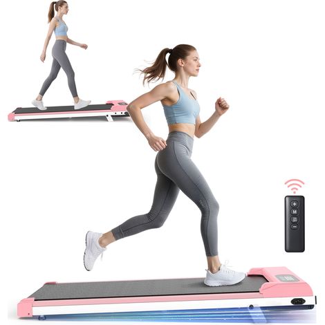 Tapis de course 2 en 1 - Moteur 2.5HP - Vitesse max 8 km/h - inclinaison à 8 % - Écran LED et télécommande - Charge max 145 kg - Absorption des chocs - Rose