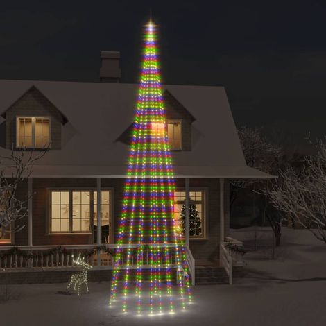 vidaXL Christmas Tree on Flagpole Colourful 1134 LEDs 800 cm (1/5)