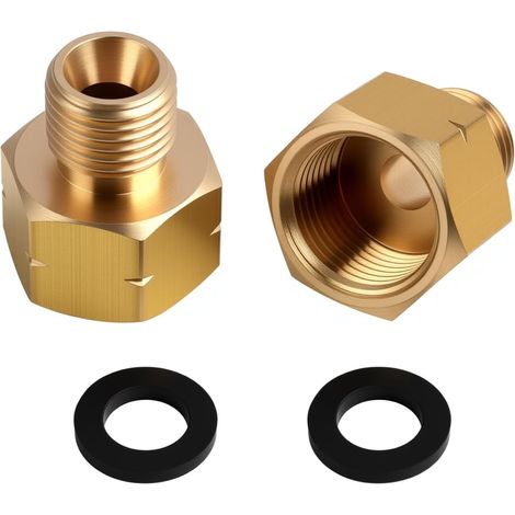 2 Pcs Brass LPG Gas Adapters 3/8" IG x 1/4" AG Gas Hose Connector Left Connector Female Thread 3/8 Indoor x 1/4 Male Outdoor for Stove BBQ Camping Stove Caravan (1/5)