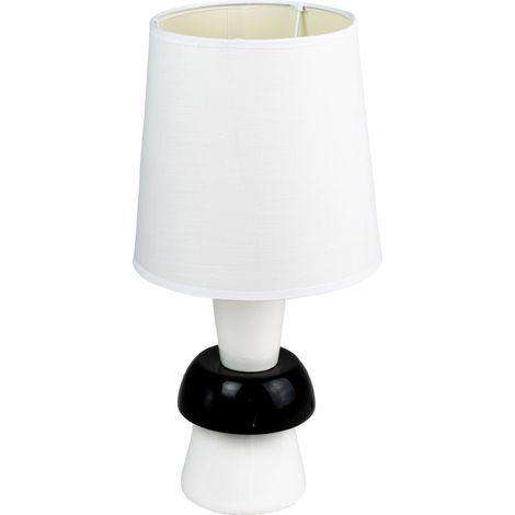 Lampe a poser pied ceramique noir blanc Luminaire chevet chambre bureau (1/3)