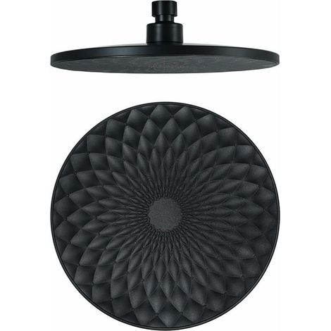 Runder Duschkopf (23 cm), fest installierter ABS-Regenduschkopf, wassersparend, hoher Druck, G1/2"-Anschluss, schwarz