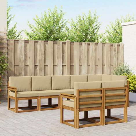 Outdoor-Sofagarnitur mit Kissen 8 pcs Natur und Beige