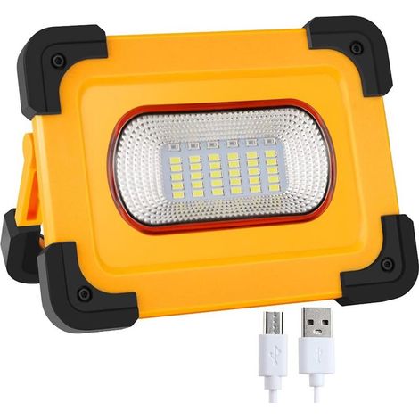 60W Projecteur LED Exterieur Solaire Rechargeable Projecteur Chantier étanche avec Batterie 7800mAh 4 Modes d'éclairage Lampe de Travail Lanterne Portable Pour Camping, Garage, Atelier (1/5)