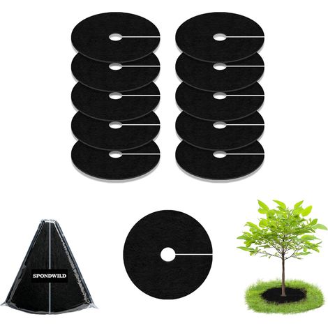 Bardusch-Anneaux de paillis pour arbres, paquet de 10, tapis de paillis réutilisable pour l'aménagement paysager et la lutte contre les mauvaises herbes. (1/5)
