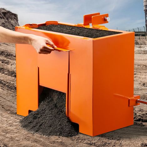VEVOR Boite de Ballast pour Tracteur 3 Points Categorie 1, Charge Max. 363 kg, Boite de Lest pour Tracteur et Chargeur, Volume 0,09 m³, en Acier Q235, avec Recepteur 55 mm, Porte Coulissante, Orange (1/5)