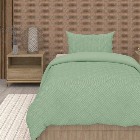 Parure Housse de Couette 3D Microfibre 140x200 cm Vert Eau (1/2)