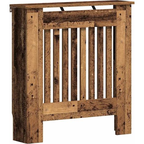 Cache-radiateur en bois ancien esthétique moderne 78 x 19 x 81,5 cm sécurité enfants et animaux finition lisse en bois ancien (1/5)