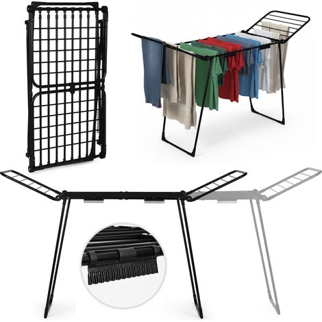 Tendedero extensible de 27 m, plegable, color negro (1/5)