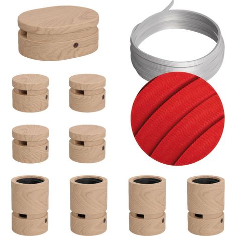 Sistema Filé Symmetric Kit - con cavo di 5 m per catenaria e 9 componenti in legno per interni