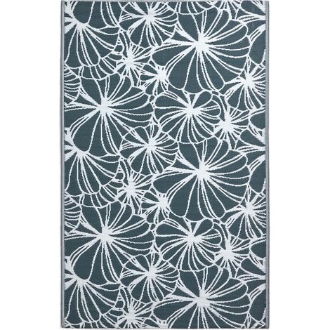 HOMESCAPES Tapis d’extérieur vert à motif floral, 151 x 241 cm (1/5)