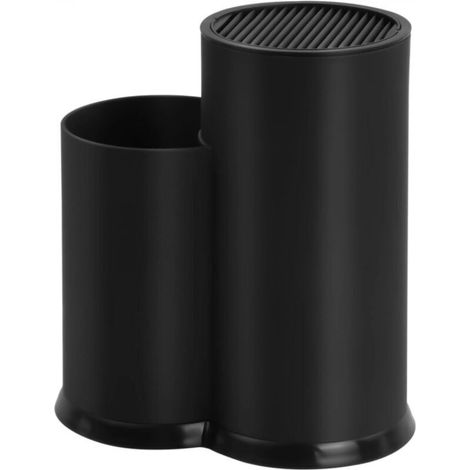 Universal knife block, black knife holder, 2 in 1, kitchen knife holder, empty knife block, knife holder with utensil holder for up to 12 knives (1/5)