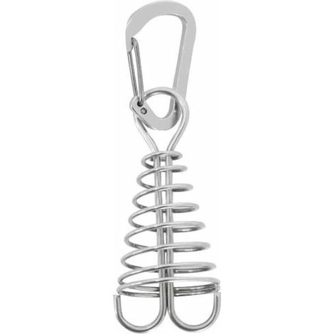 Paquete de 10 estacas de anclaje con mosquetón y argolla de resorte, color plata. (1/5)