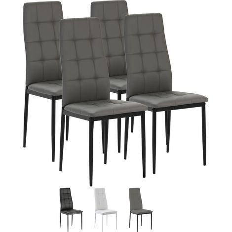 Satz von 4 gepolsterten Chelsea Esszimmerstühlen Grau. SGS zertifiziert. 42 cm (Breite) x 51 cm (Tiefe) x 97 cm (Höhe)