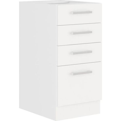 ATLAS Meuble bas 4 tiroirs - Décor blanc - L40 x P52x H82 - Plan de travail non inclus (1/5)