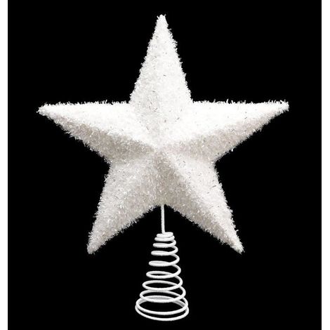 BelleRise - Étoile de sapin blanche pailletée de 19 cm - Décoration pour sapin de Noël (1/5)