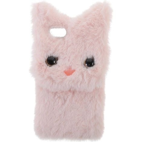 Coque de téléphone en peluche chat, douce et protectrice, compatible avec iPhone 7/8/SE-14.00X6.90X1.00CM-Pink (1/4)