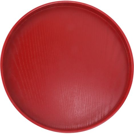 Plateau à thé rond en bois 24cm, plateau de service bordeaux pour salon de thé ou maison, idéal pour pâtisserie et cérémonie du thé. (1/5)