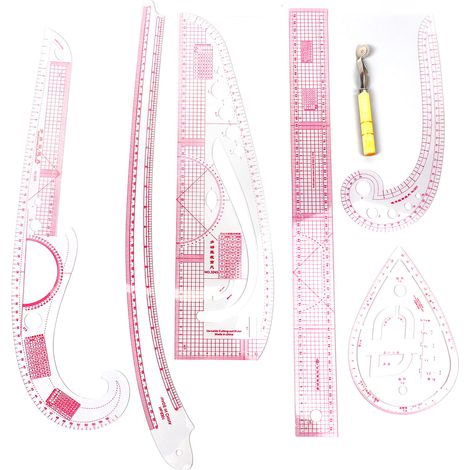 Lot de 7 règles de couture françaises précises avec échelle pour débutants et tailleurs, outils complets de création de patrons. (1/5)