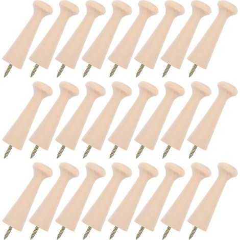 24 crochets muraux bois, 21x69 mm, bois massif, pour vêtements (1/5)