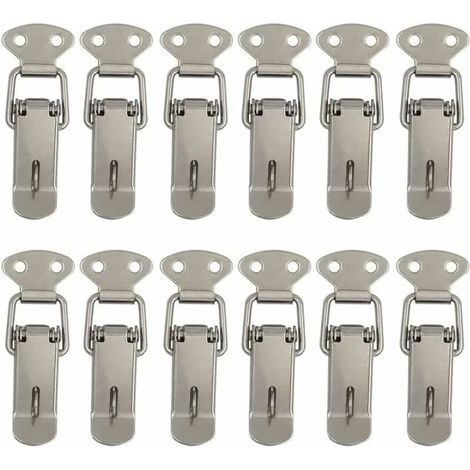 Lot de 12 attaches capot à fermeture à levier – Loquets à ressort en acier – Pour coffres, portes et armoires – Dimensions 72mm (1/5)
