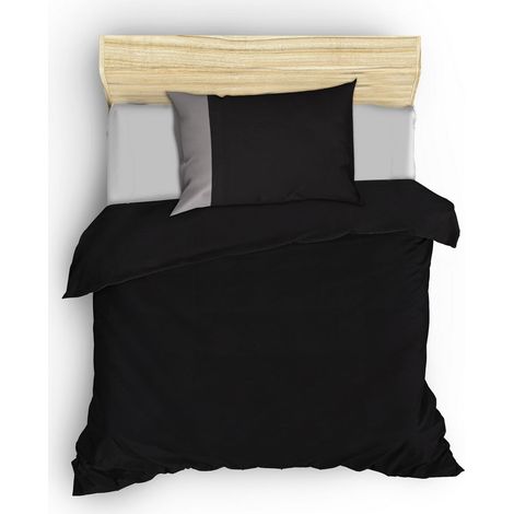 Copripiumino, copripiumino, biancheria da letto Set 100% Cotone Nero Grigio (1/5)