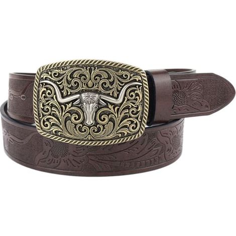 Ceinture western pour homme, boucle couleur café, 125 cm (1/5)