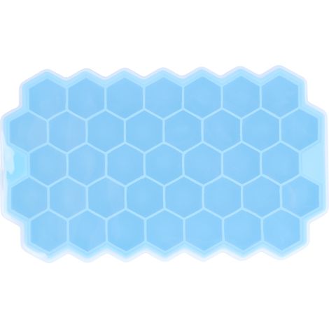 Moule à glaçons en forme de nid d'abeille 37 alvéoles avec couvercle en silicone, de qualité alimentaire, pour bar et maison, bleu