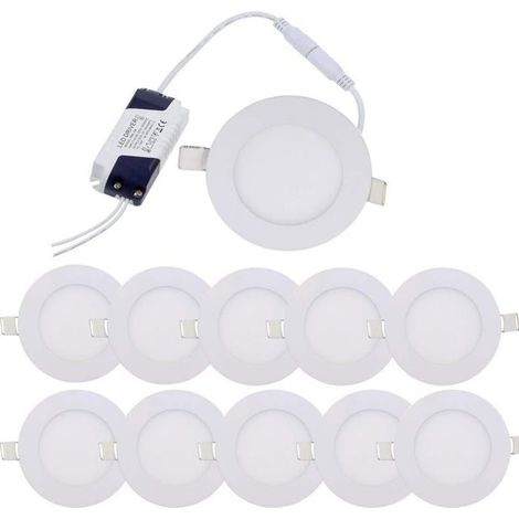 Encastré Spot LED Encastrable Plafond 10pcs 6W Blanc Chaud 3000K Ultra Minces Panneau Ronde Encastré Spot LED Encastrable (1/4)