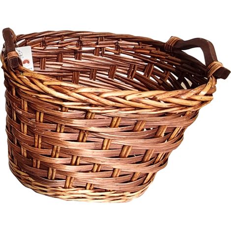 Panier à bûches en osier foncé WERKA PRO 33 x 24 x H. 27 cm